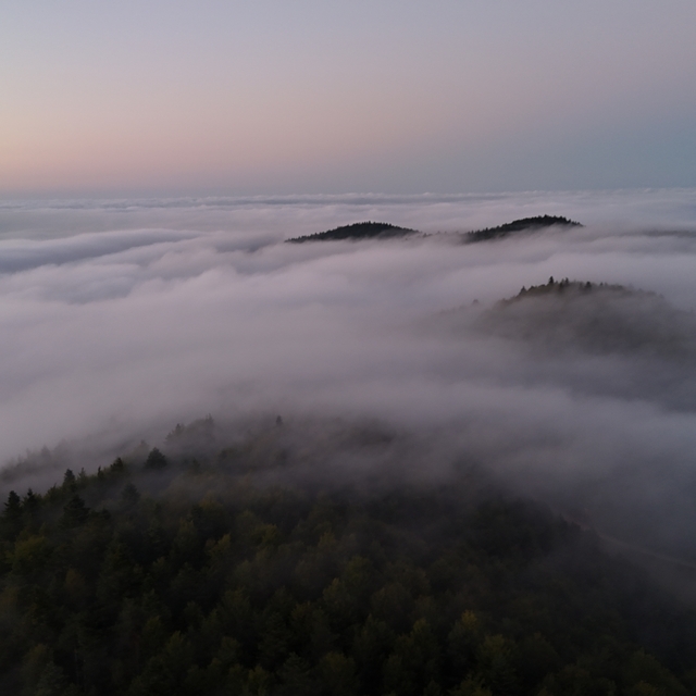 Samsun'da 1000 rakımlı mahallede oluşan "sis denizi" dronla görüntülendi