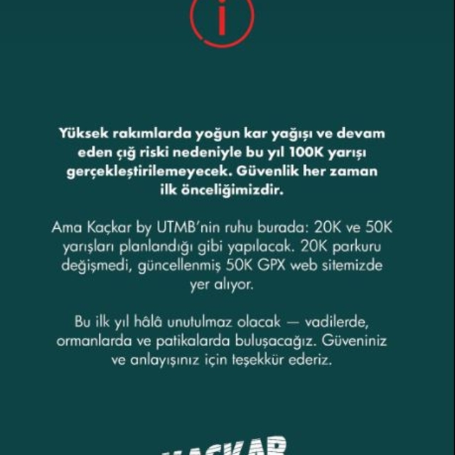 Kaçkar Dağları'ndaki Ultra-Trail UTMB'nin 100K koşusuna çığ engeli