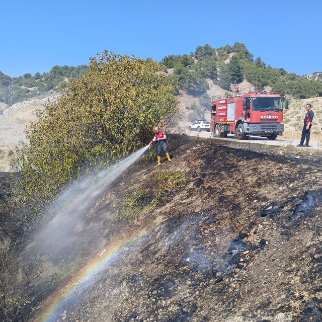Taşova'da otluk alanda çıkan yangın söndürüldü