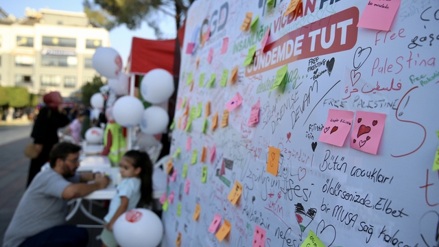 Fethiye'de Filistin'e destek için çadır nöbeti tutuluyor