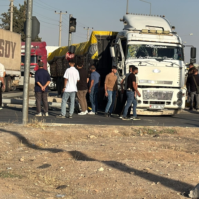 Nusaybin'de tırın çarptığı sinyalizasyon direğinin devrilmesi sonucu ulaşım...