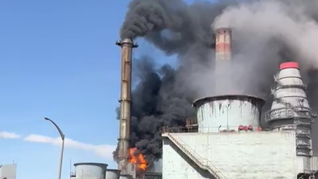 Sivas'ta termik santralde baca yangını