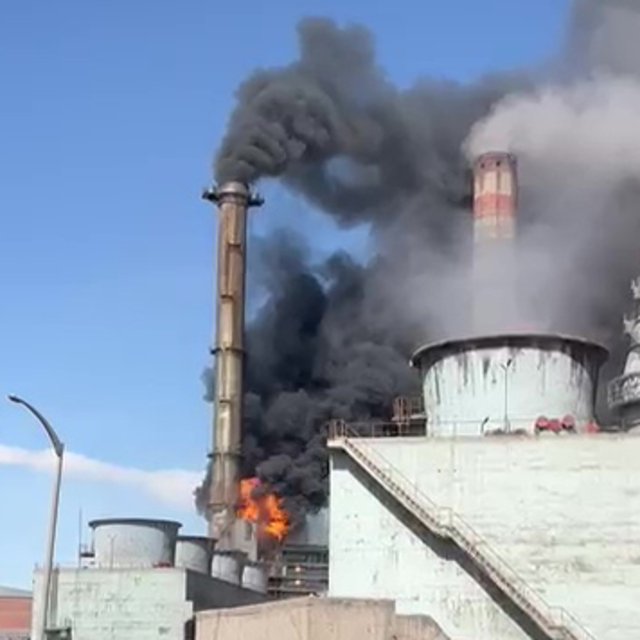 Sivas'ta termik santralde baca yangını