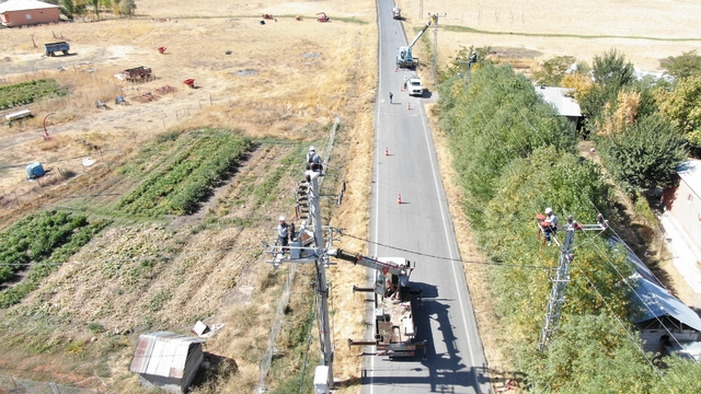 Muş'ta VEDAŞ ekipleri kış öncesi enerji nakil hatlarının bakımını yapıyor