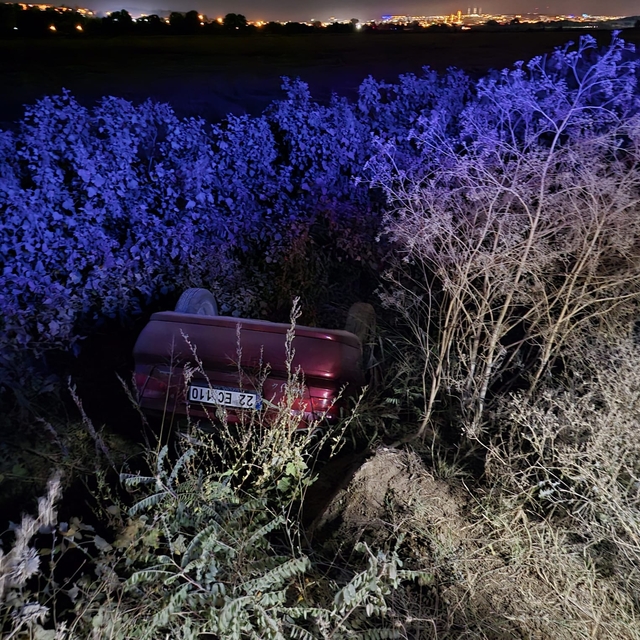 Edirne'de devrilen otomobilin sürücüsü yaralandı