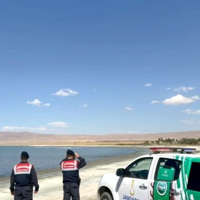 Van'da jandarma flamingo nöbetinde
