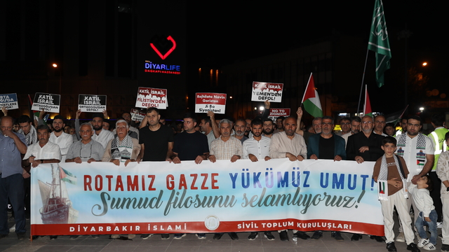 Diyarbakır'da  İsrail'in Küresel Sumud Filosu'na saldırısı protesto edildi