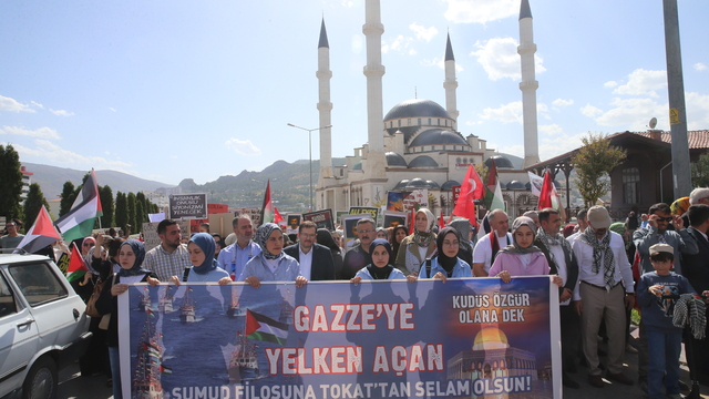 Tokat'ta Filistin ile Küresel Sumud Filosu'na destek yürüyüşü yapıldı