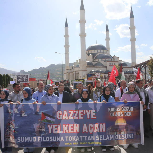 Tokat'ta Filistin ile Küresel Sumud Filosu'na destek yürüyüşü yapıldı