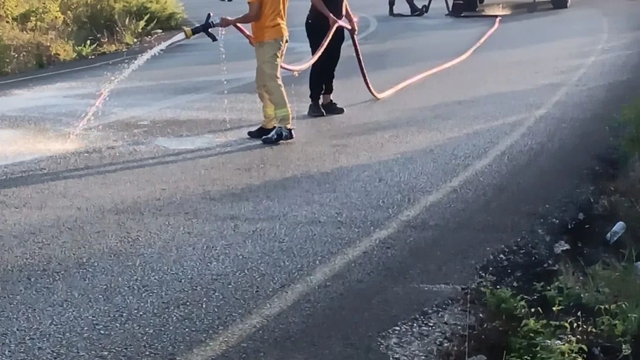 Osmaniye'de otomobildeki yangın, ormana sıçramadan söndürüldü