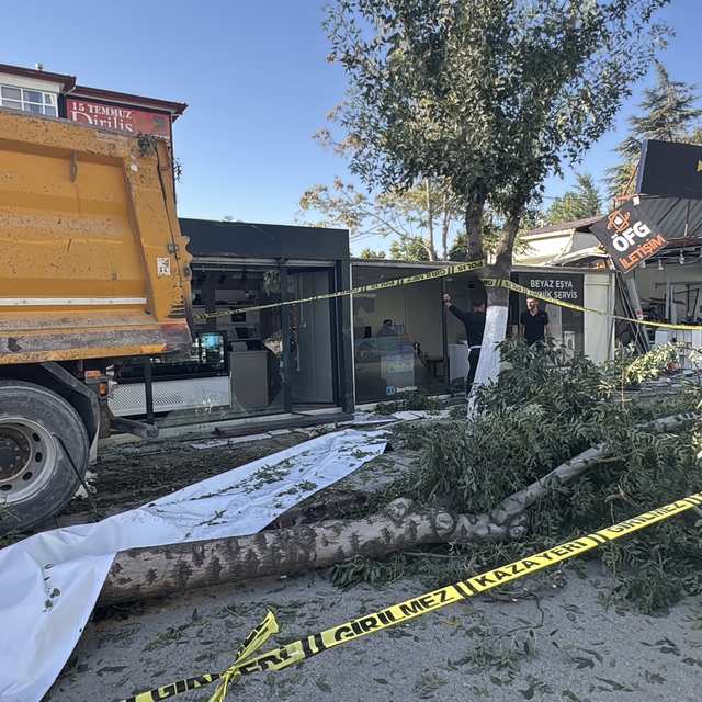 Malatya'da freni arızalanan kamyon 7 konteyner iş yerine çarptı
