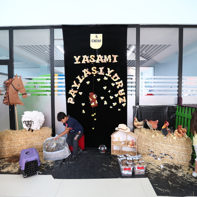 Kayseri'de çocuklar, kütüphaneye getirilen kuzu, kedi, kuş, balık gibi hayv...