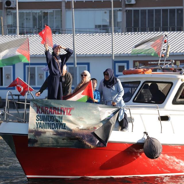 Bursa'da denizciler Filistin ve Küresel Sumud Filosu'na destek için Marmara...