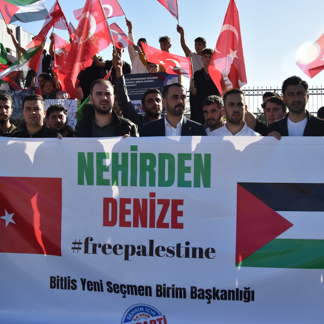 Bitlis'te, Filistin'e destek yürüyüşü düzenlendi