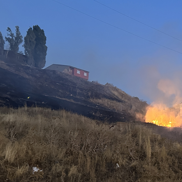 Erzurum'da havai fişeklerin neden olduğu otluk alandaki yangın söndürüldü