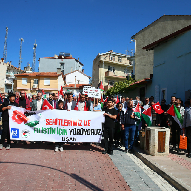Uşak'ta Filistin'e destek yürüyüşü düzenlendi
