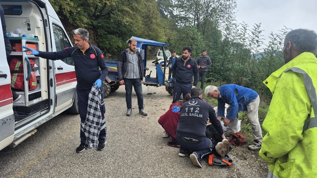 Düzce'de devrilen tarım aracındaki 2 kişi yaralandı