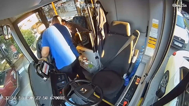 Aydın'da otobüs şoförü Heimlich manevrası ile hayat kurtardı; o anlar kamerada