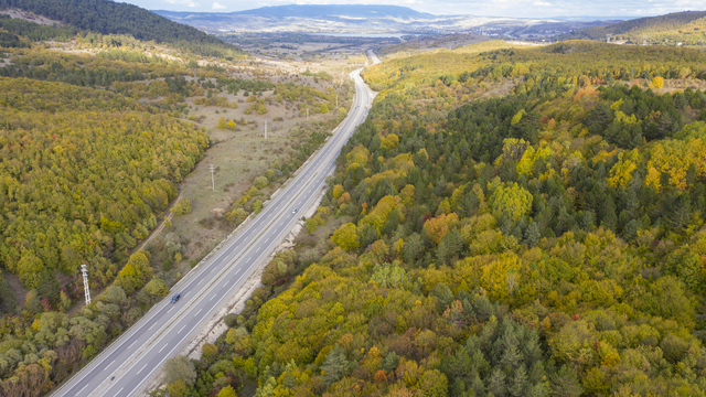 Bolu'dan geçen sürücüler sonbahar renkleri arasında yolculuk yapıyor