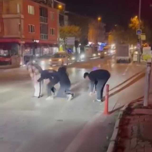 Yaya geçidinden 'birdirbir' oynayarak geçtiler