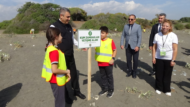 Mersin'de kum zambaklarının yetiştiği sahile uyarı tabelası konuldu
