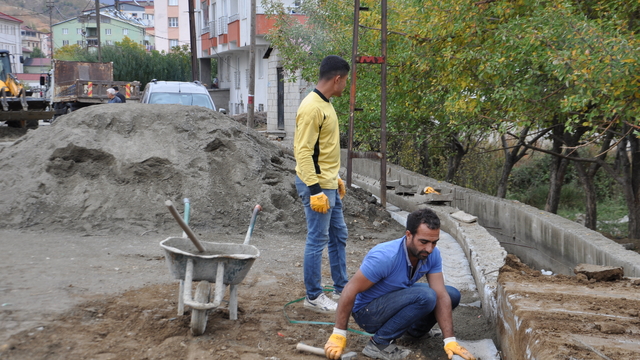 Hizan'da yollar parke taşıyla yenileniyor