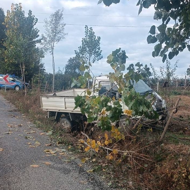 Samsun'da bahçe çitine çarpan kamyonetin sürücüsü yaralandı