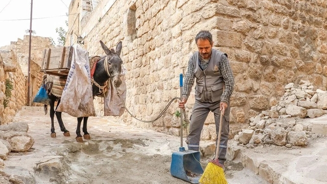 Mardin'de çöp taşıyan kadrolu eşekler emekli edilecek; yerlerine elektrikli paletli araçlar geliyor