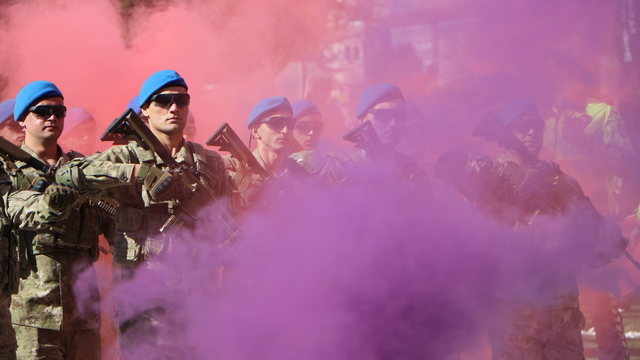Bolu'daki tören yürüyüşünde komandolardan 29 Ekim marşları
