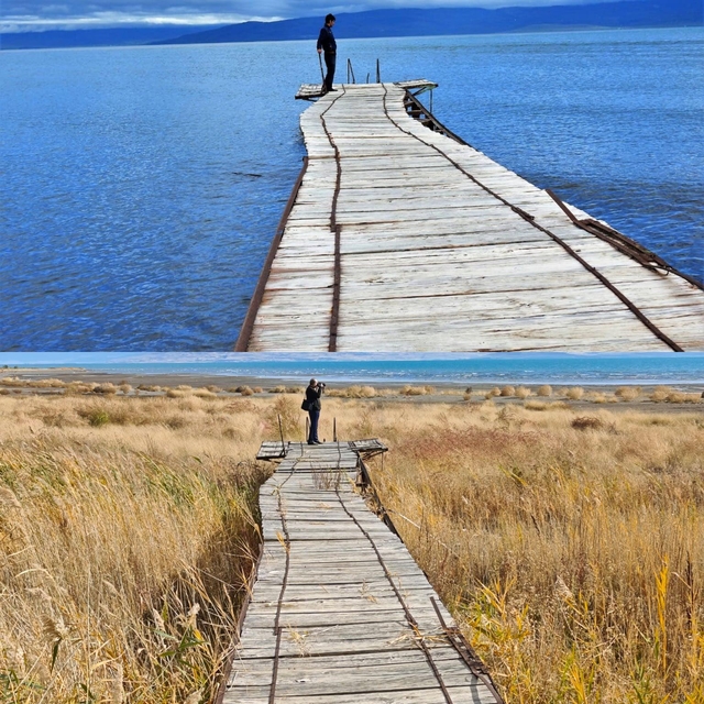 Van Gölü'ndeki çekilme fotoğraflarda
