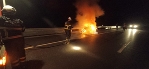 Tokat'ta seyir halindeki motosiklet alev aldı