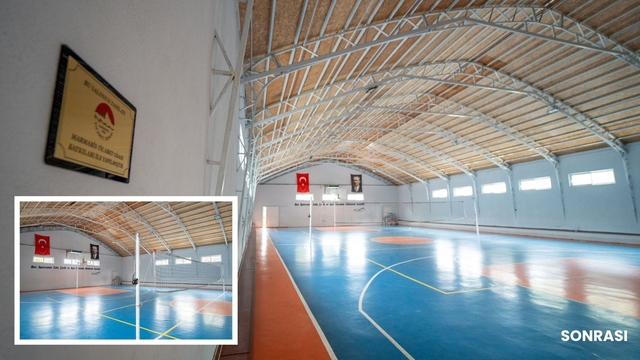 Marmaris Ortaokulu'nun spor salonu yenilendi
