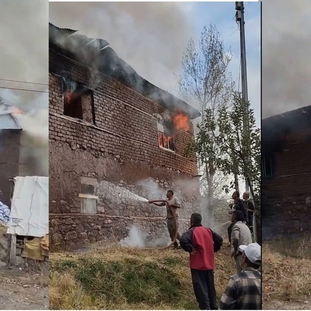 Hakkari'de 2 katlı toprak evde yangın