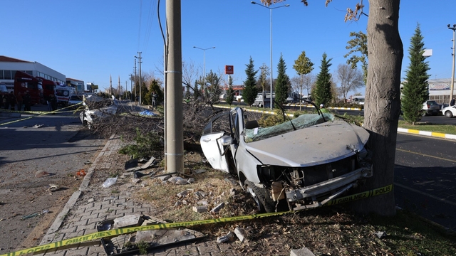 Ağaca çarpan otomobil ikiye bölündü: 2 ölü 1 yaralı