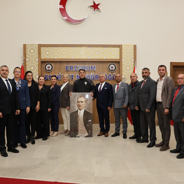 Edirneli muhtarlardan Erzurum Emniyet Müdürü Karaburun'a ziyaret