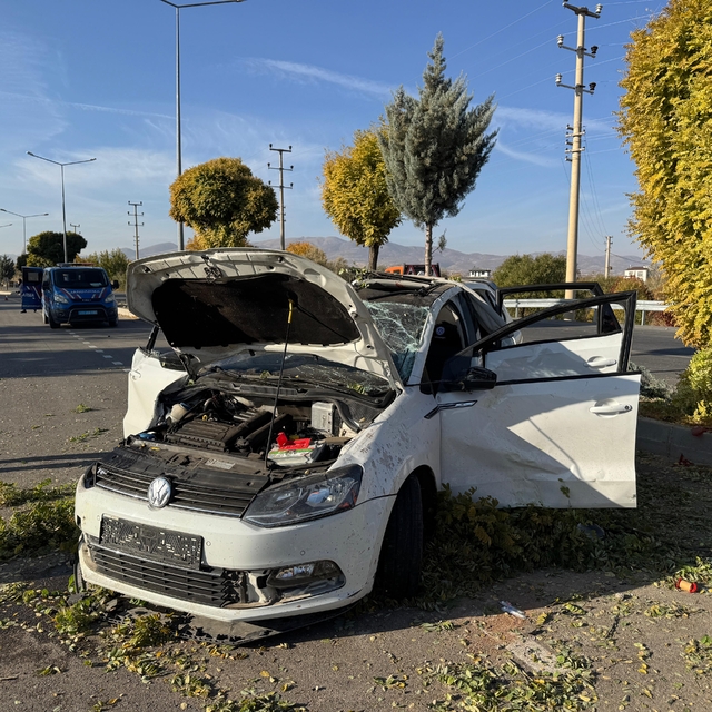Elazığ'da refüjdeki aydınlatma direğine çarpan otomobildeki 2'si ağır 6 kiş...