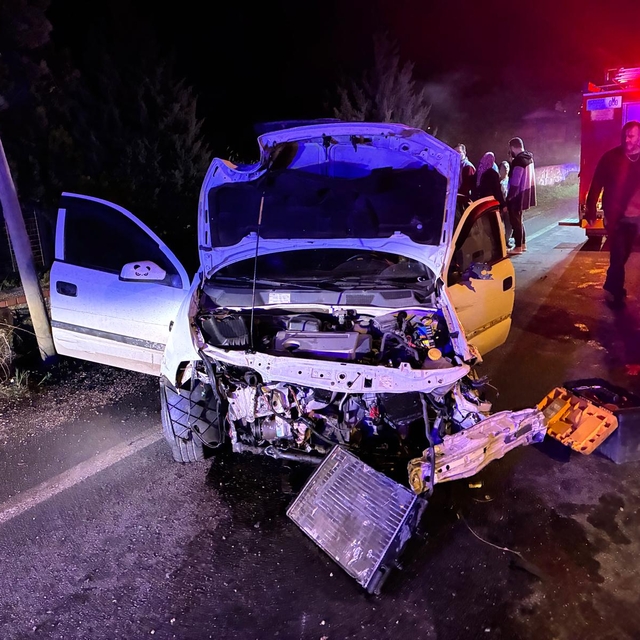 Kırklareli'nde aydınlatma direğine çarpan otomobildeki 2 kişi yaralandı