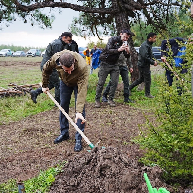 Sındırgı'da Milli Ağaçlandırma Günü'nde fidanlar toprakla buluştu
