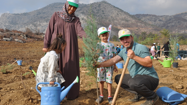 Mersin'de orman yangınında zarar gören alana 12 bin fidan dikildi