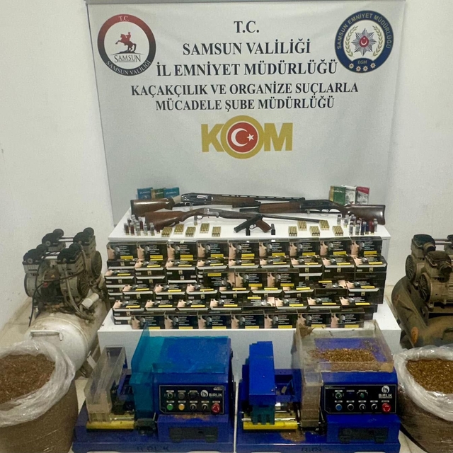 Samsun'da kaçak tütün mamülleri ve silah operasyonu: 1 gözaltı