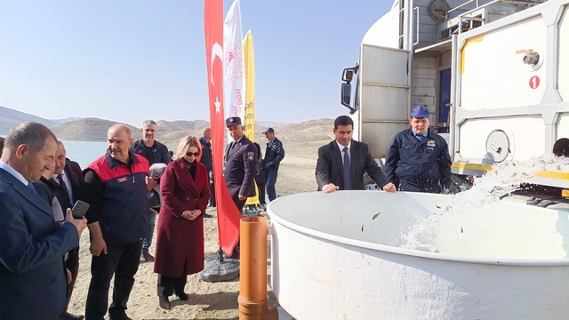 Keban'da üretilen 300 bin sazan yavrusu Nahçıvan'da suya bırakıldı