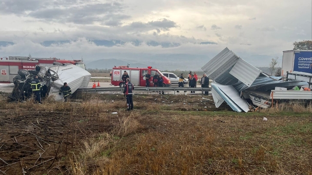 Tokat'ta yapı malzemesi yüklü kamyonete çarpan minibüs sürücüsü yaralandı