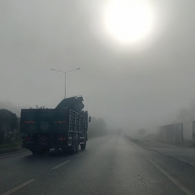 Aydın'da yoğun sis sürücülere zor anlar yaşattı