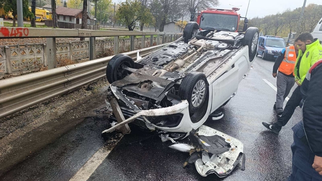 Bilecik'te devrilen otomobilin sürücüsü yaralandı