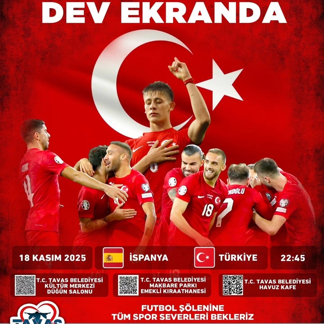 Milli maç heyecanı Tavas'ta dev ekranlarda yaşanacak