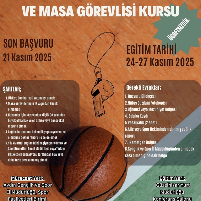 Aydın'da basketbol hakemliği için süreç başladı