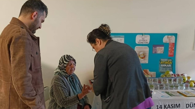 Çine'de diyabet farkındalığı için kan şekeri ölçüldü