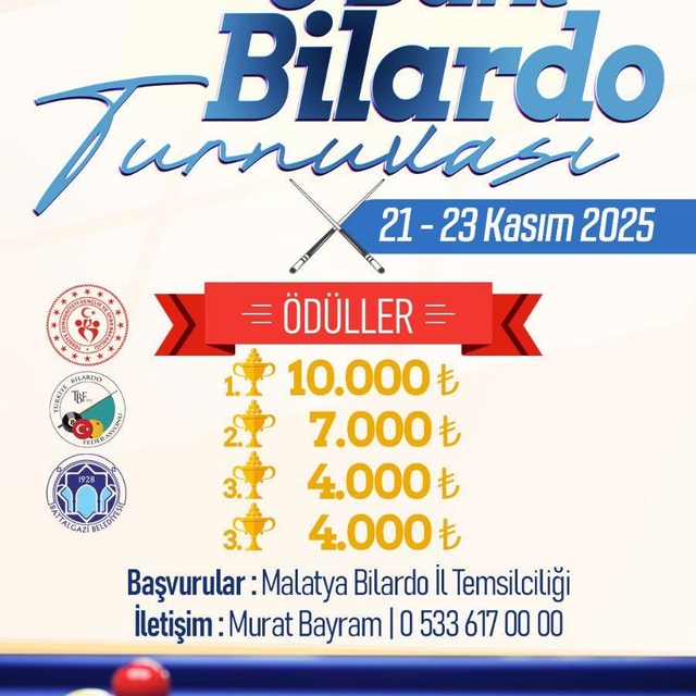 Battalgazi Belediyesi'nden 3. Arslantepe 3 Bant Bilardo Turnuvası