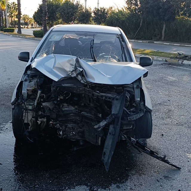 Palmiyeye çarpan otomobil hurdaya döndü: 1 yaralı