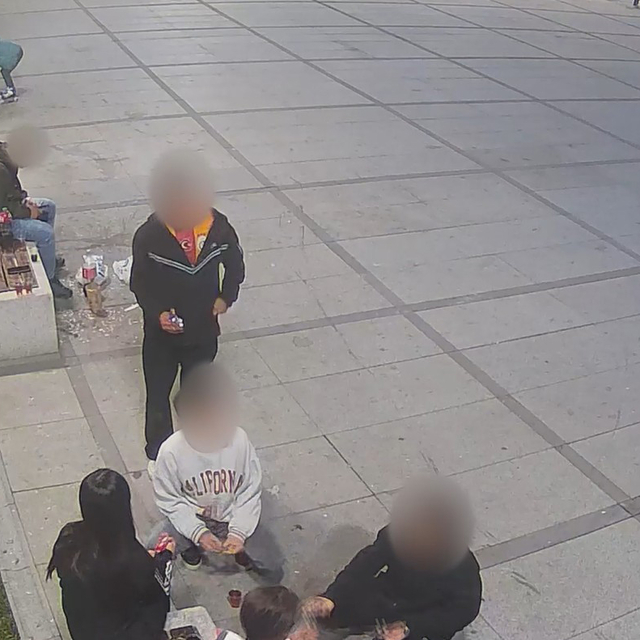 Kirlettikleri parkı, süpürge ve küreklerle temizlediler